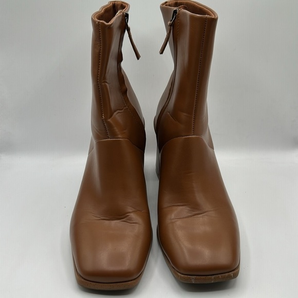 Time and Tru Tan Chunky 90's Y2K Block Heel Ankle Booties Size 10 - Picture 2 of 13